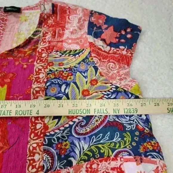Jones New York Top Artsy Patchwork Print Flowy Boho Hi Low Blouse Womens 3X - Picture 8 of 16
